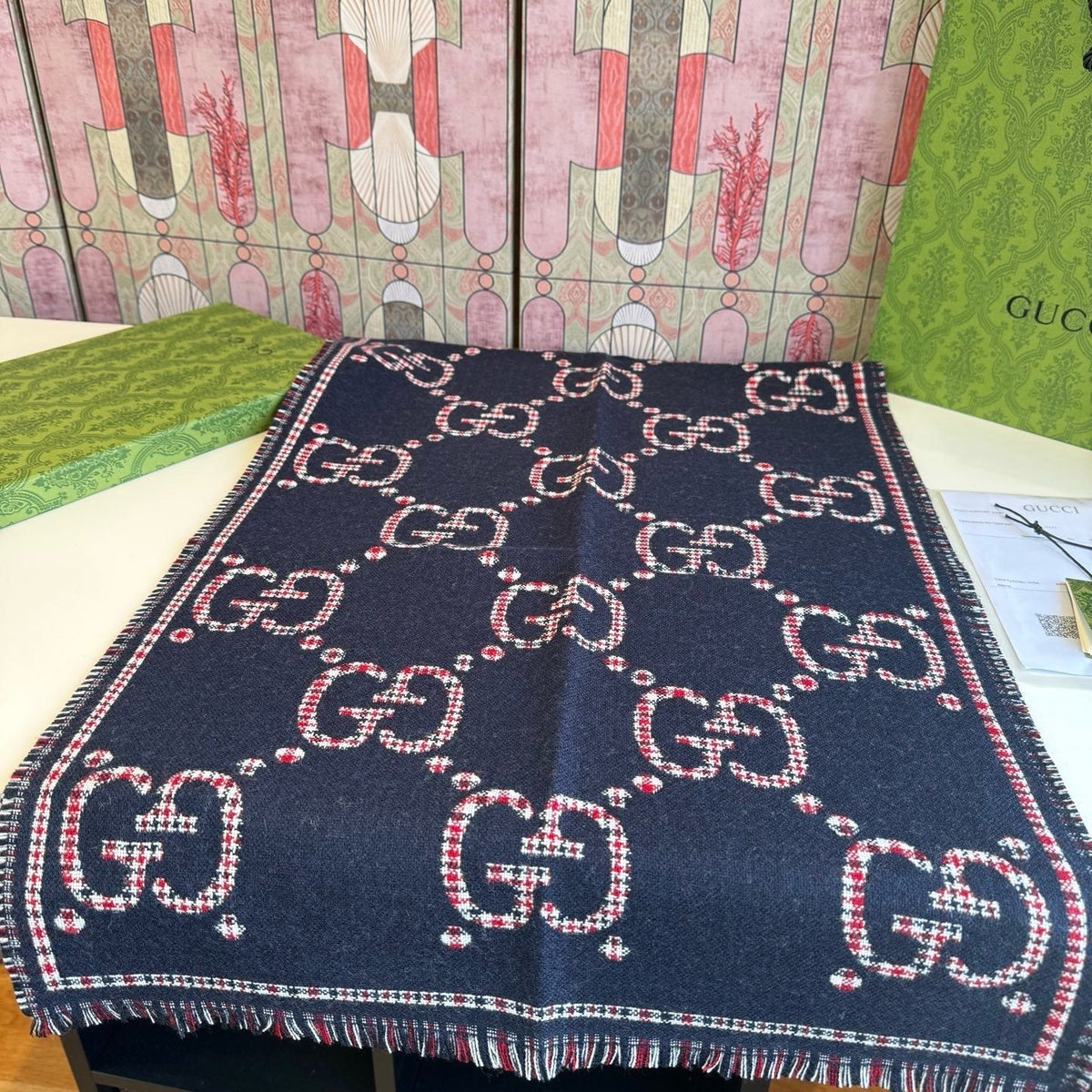 Gucci Fringed Motif Scarf — front