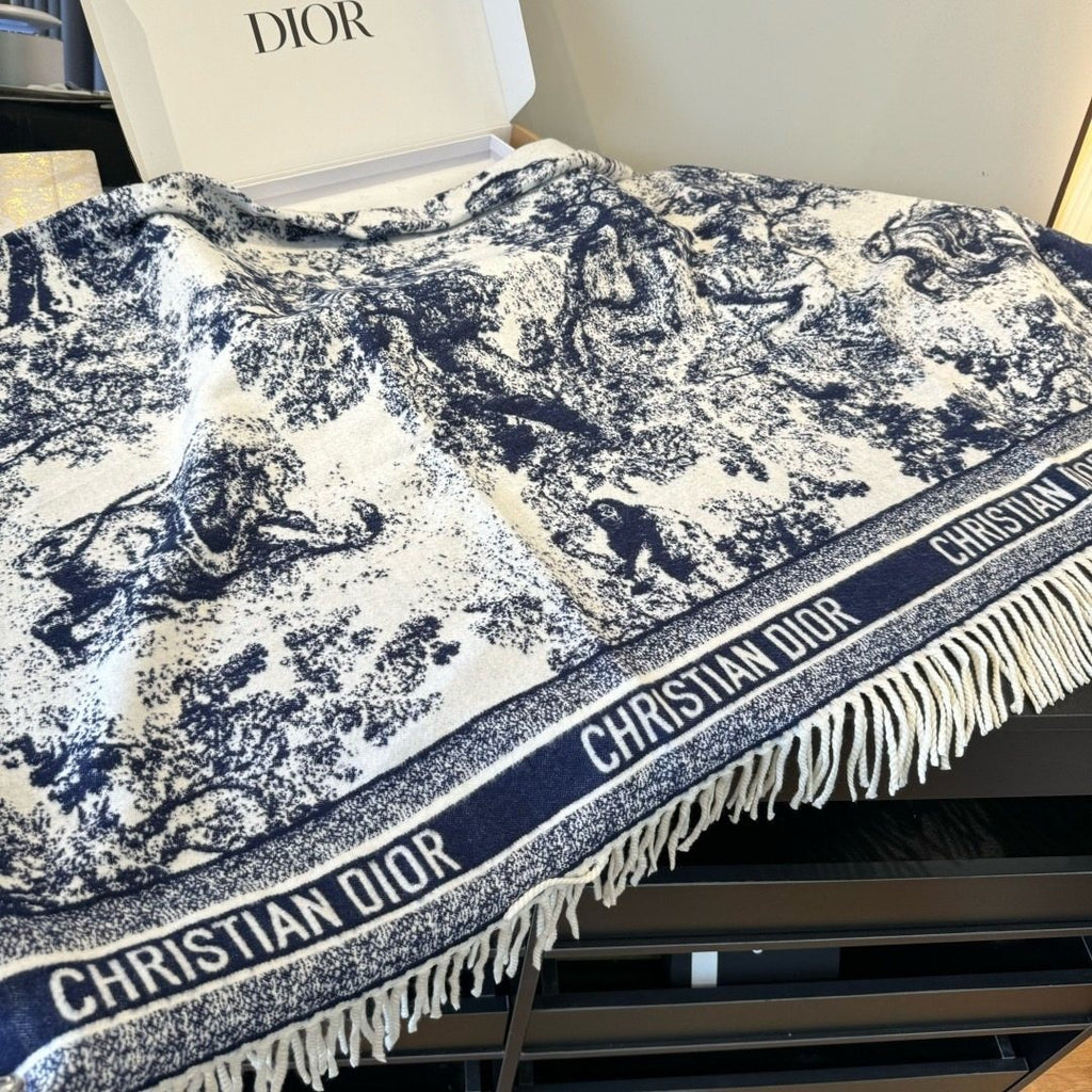 Dior Animal Jacquard Fringed Scarf — side