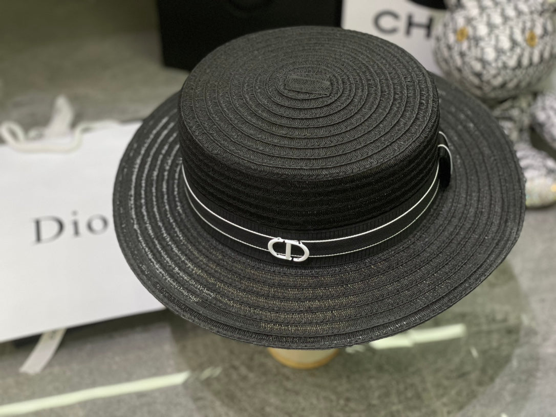 Dior Linen Flat Cap - White / Black