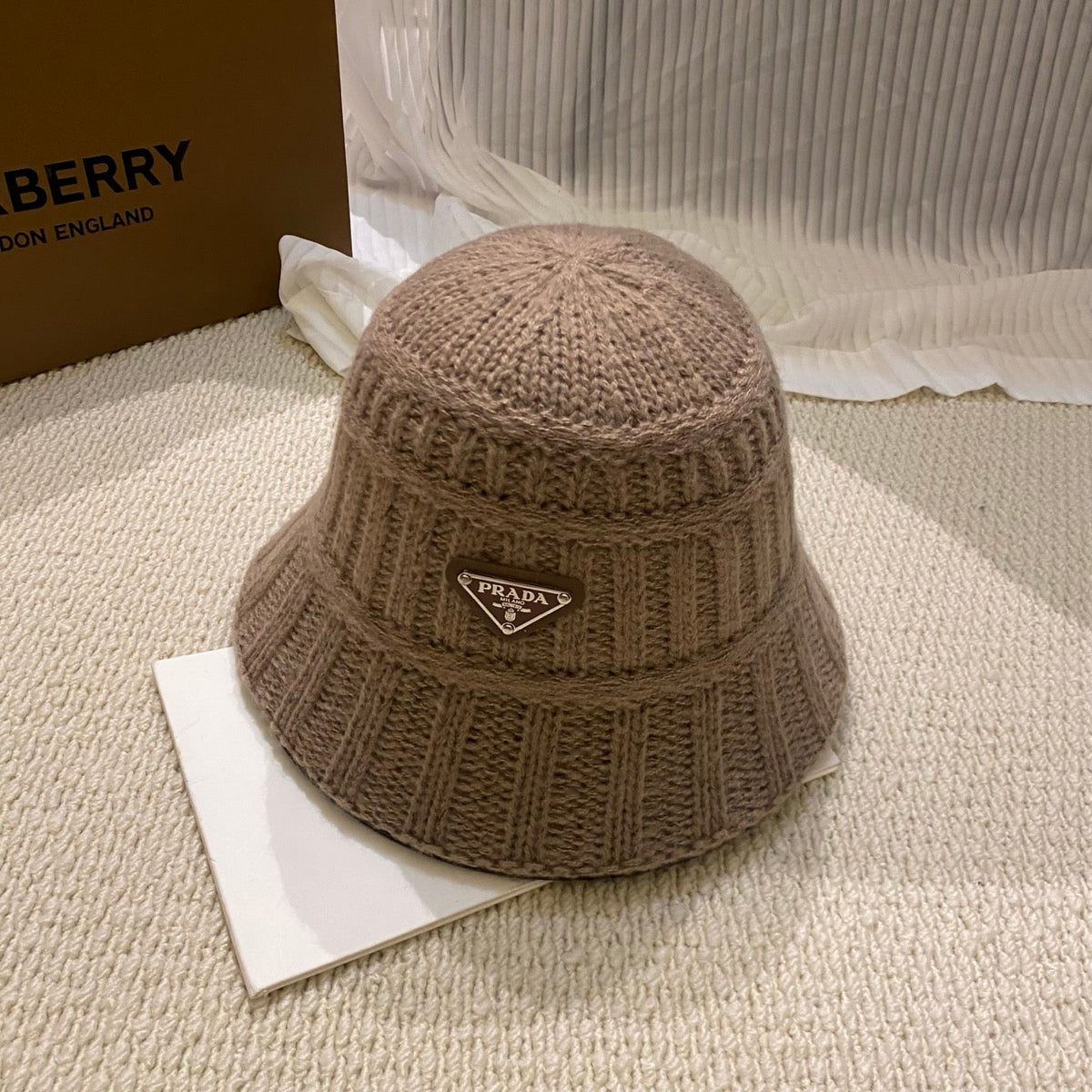 Prada Ribbed Knit Bucket Hat