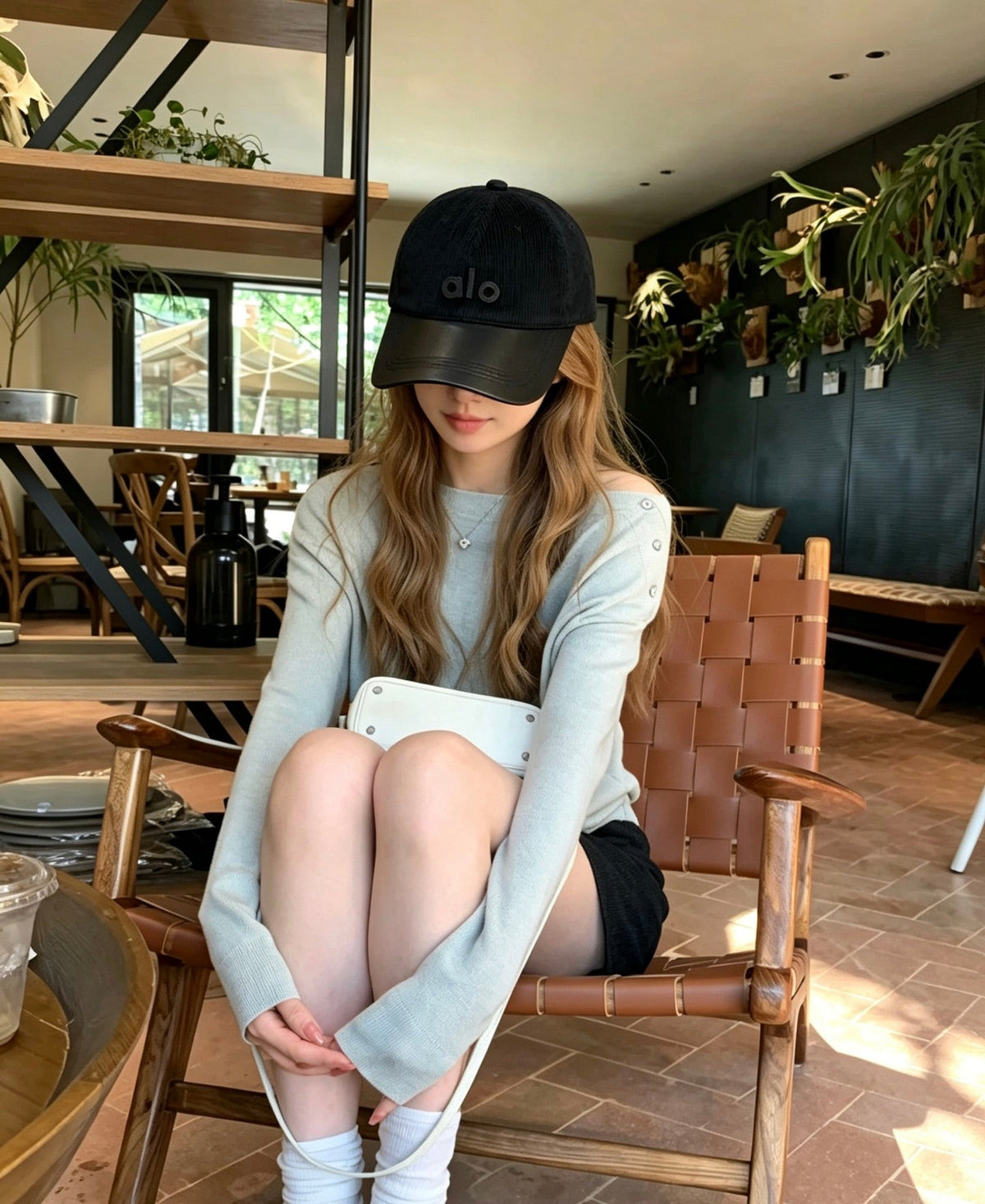 ALO Vintage Corduroy Baseball Cap with Leather-Style Panels